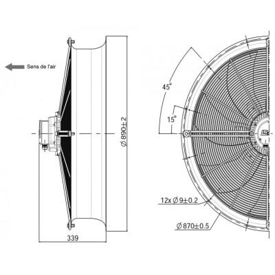 Ventilateur VHE 762 VB34 - 1.1/0.6KW - 6P TRI - 25050711