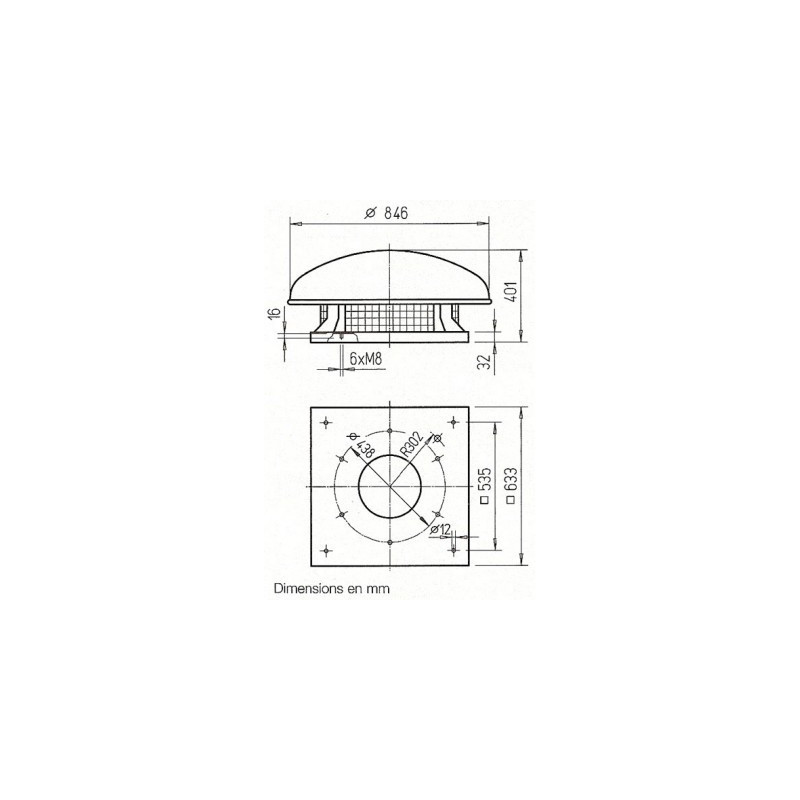 Extracteur de toiture RDD 400/6/6
