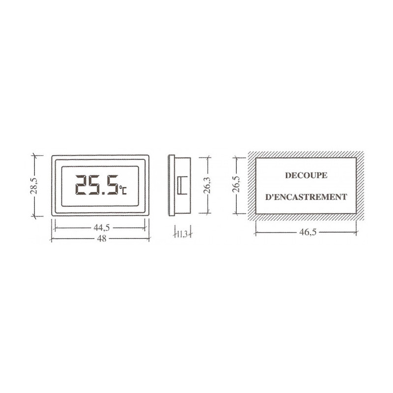MODULE LCD THERMO-HYGRO NOIR -20°+70°C - 10 à 99%
