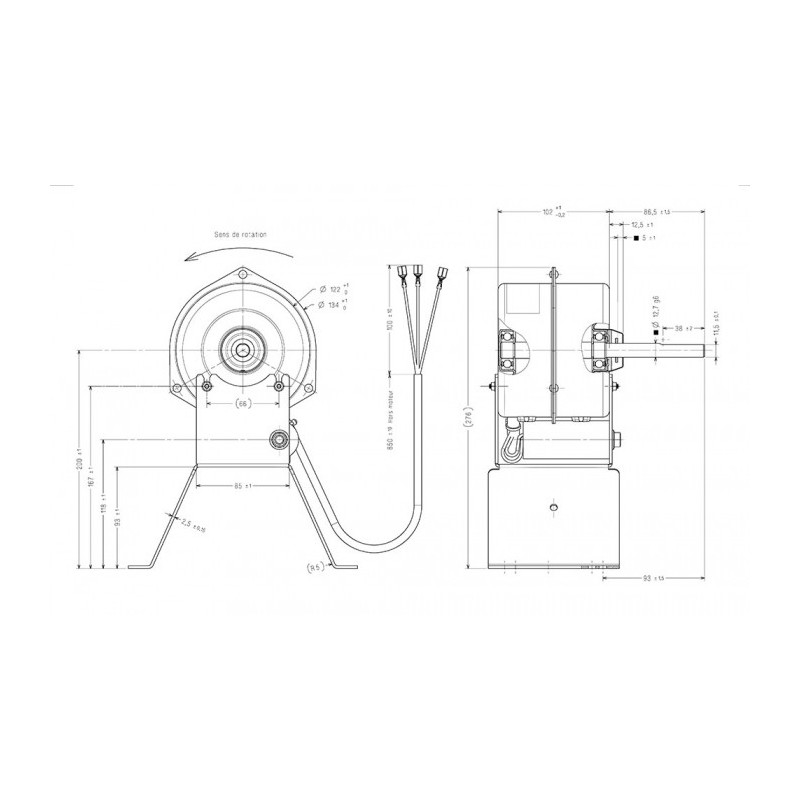 Moteur électrique 19TFB4043 90W 380/440V 356.24° H200 TECUMSEH 8668553