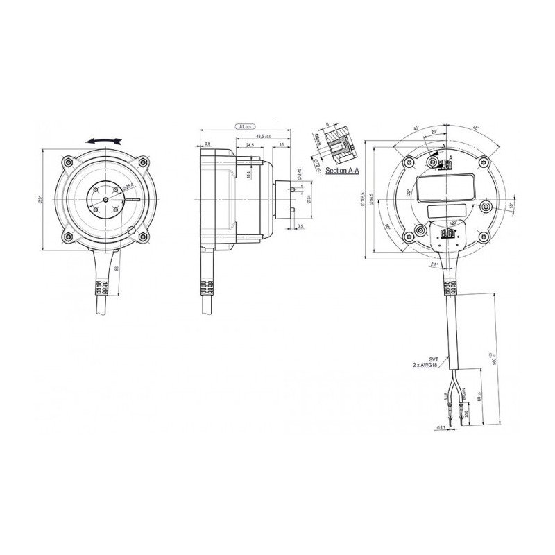 Moteur électrique ECM C 12-10-2.C0.56MP.VL.HA