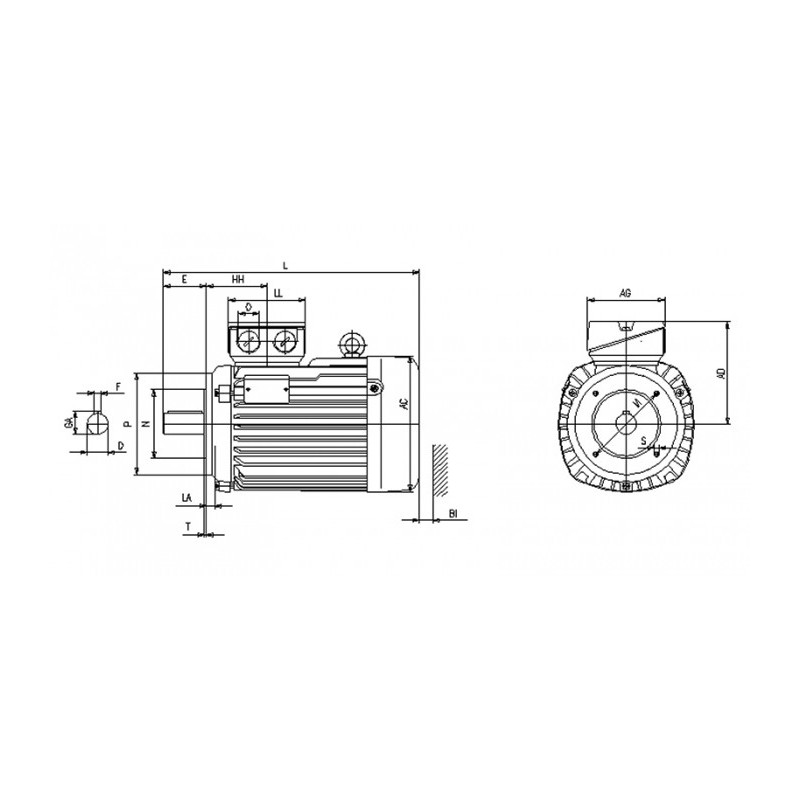 Moteur électrique K21R 90 S6/IE1 0.75/2 B14