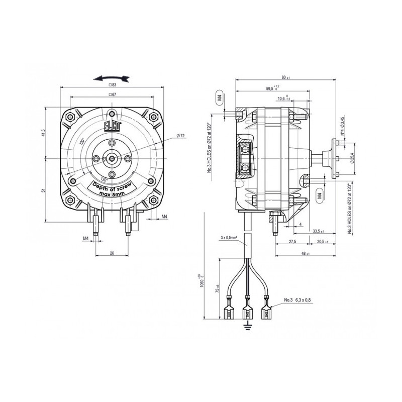 Moteur électrique VN5.13.2085/BI ROULEMENT A BILLES