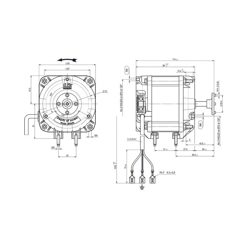 Moteur électrique VNT25.40.2088/BI ROULEMENT A BILLES