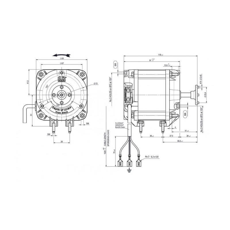 Moteur électrique VNT34.45.2089/BI ROULEMENT A BILLES