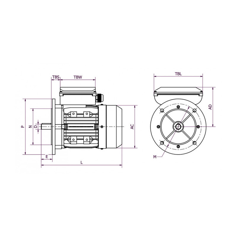 Moteur MMP 80 G6 0.37/6 B5 230V