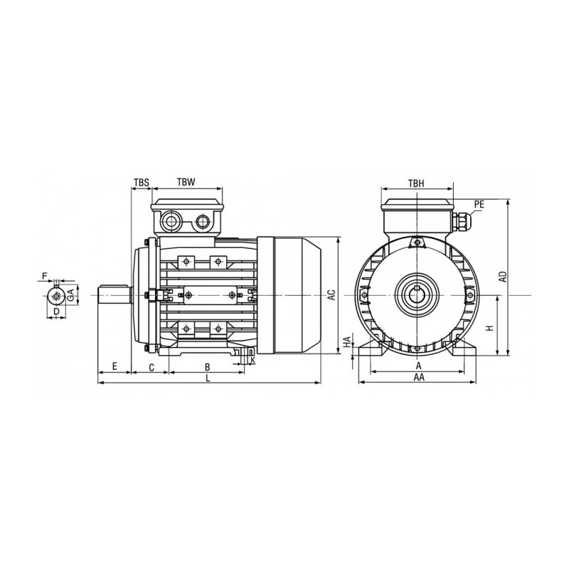 Moteur MTA 80 K4 0.55/4 B34