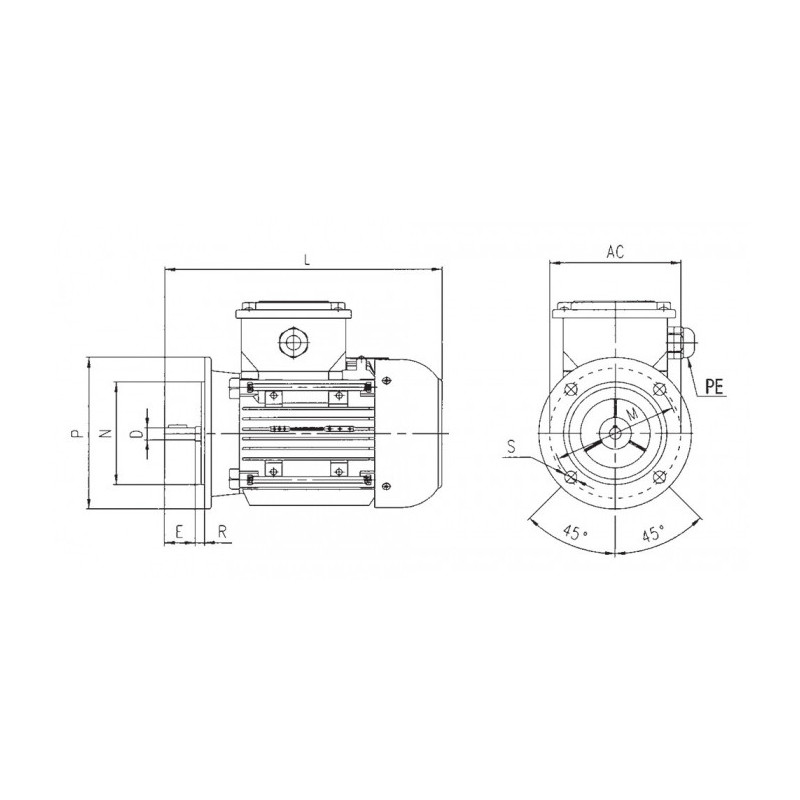 Moteur QS 71 M4B 0.37/4 B14 TRI