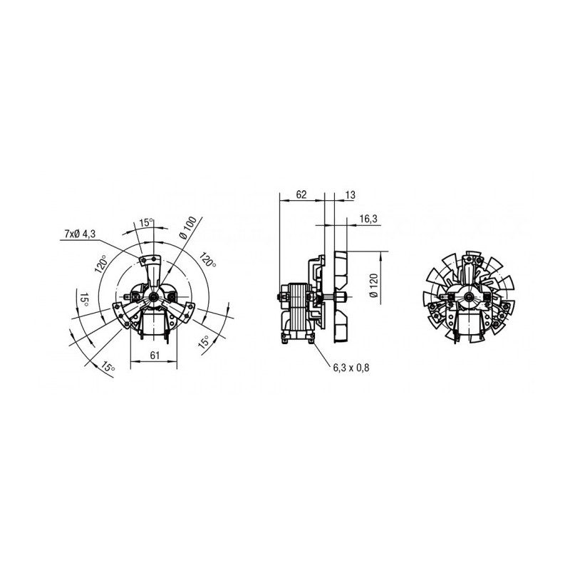 Ventilateur air chaud RRL120/0015 A96 3020LH