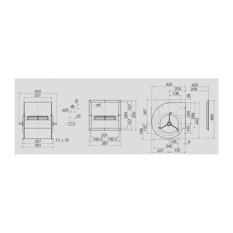 Ventilateur AT10/10 S 20 SP BRIDE ET SUPPORT
