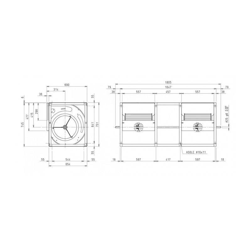 Ventilateur AT18/18 SC2 DIAM 25 BRIDE ET SUPPORT
