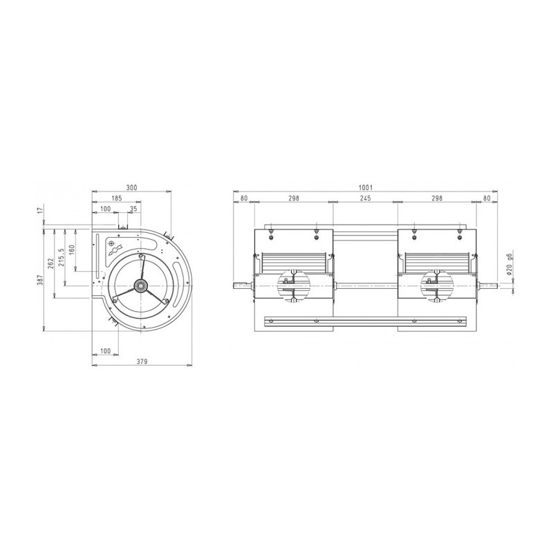 Ventilateur AT9/9 G2L °20 BRIDE ET SUPPORT