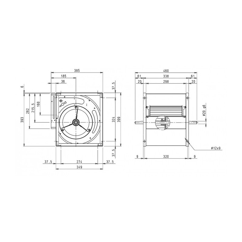 Ventilateur AT9/9 SC DIAM 20 BRIDE ET SUPPORT