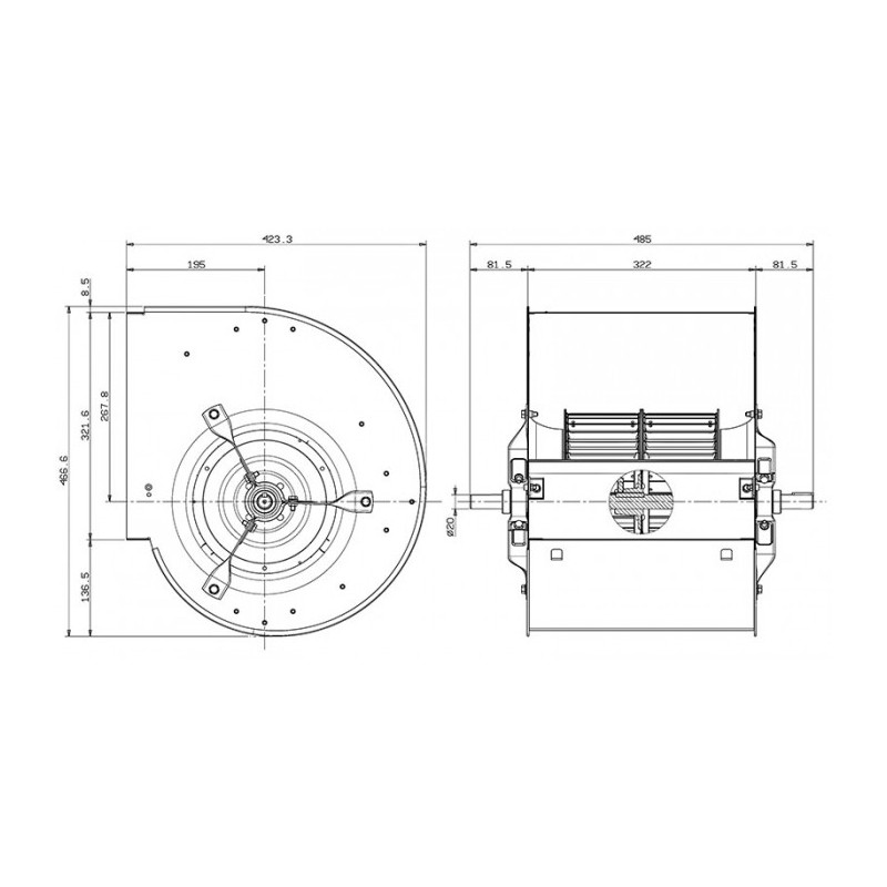 Ventilateur centrifuge ADH 250EO + P1