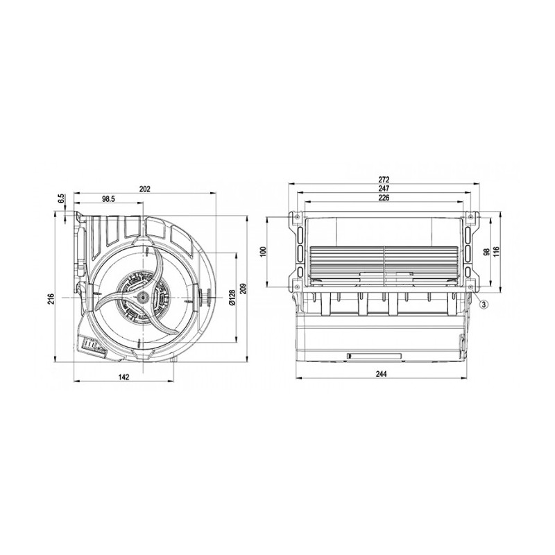 Ventilateur centrifuge D3G146-LV13-30
