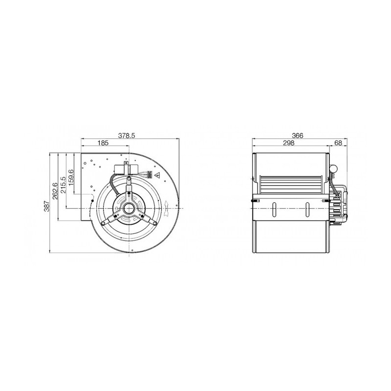 Ventilateur centrifuge DD 9/9.370.4. BRIDE ET SUPPORT