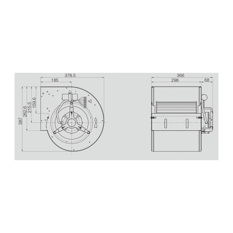 Ventilateur centrifuge DD 9/9.420.4.3V BRIDE ET SUPPORT