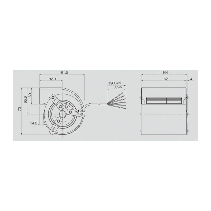 Ventilateur centrifuge DDM 120/126 45.2 BRIDE ET SUPPORT
