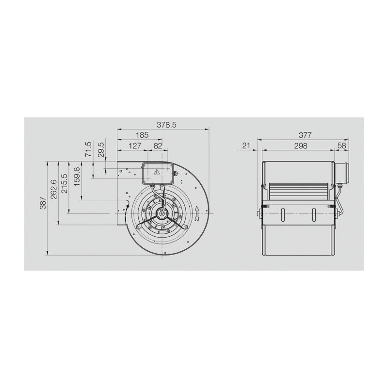 Ventilateur centrifuge DDM 9/9.190.6. BRIDE ET SUPPORT