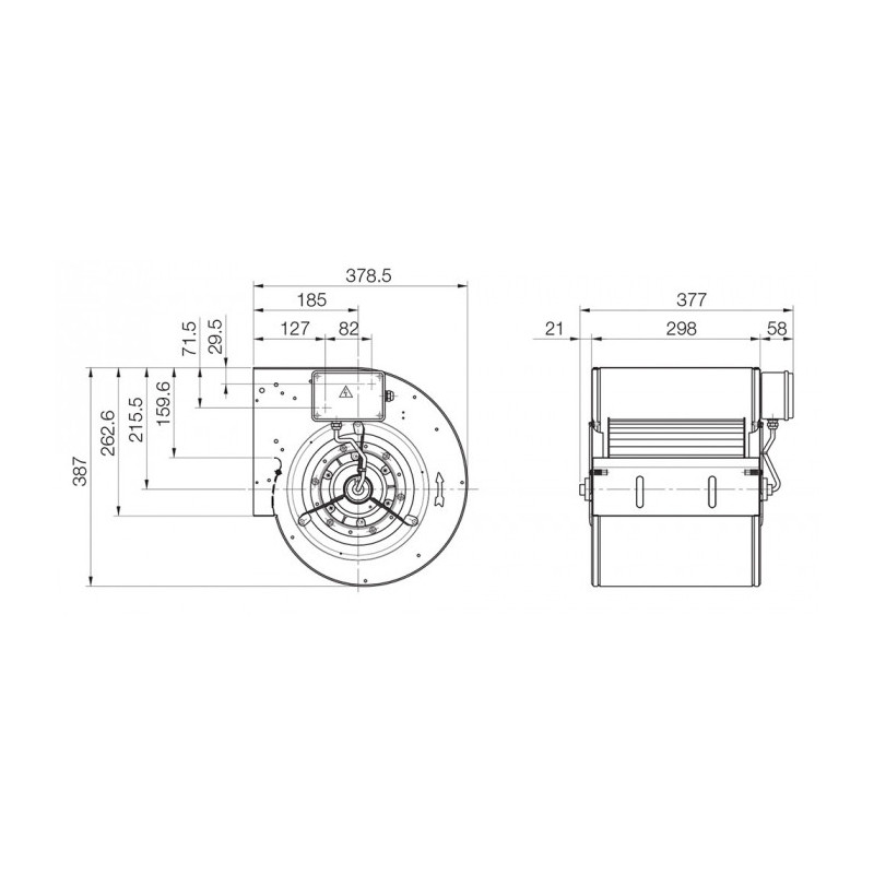 Ventilateur centrifuge DDM 9/9.550.4. BRIDE ET SUPPORT