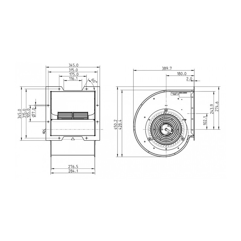 Ventilateur centrifuge RD22P-4DW.4N.1R.