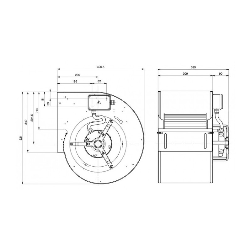 Ventilateur DD 12/9.1300.6 TRI BRIDE ET SUPPORT