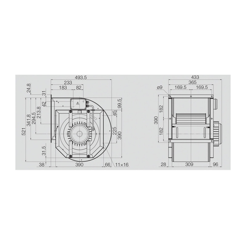Ventilateur DD 12/9.2200.4 BRIDE ET SUPPORT
