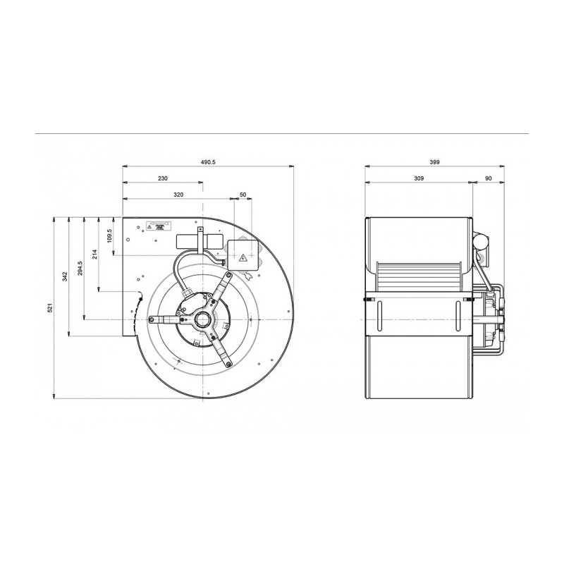 Ventilateur DD 12/9.735.6 BRIDE ET SUPPORT