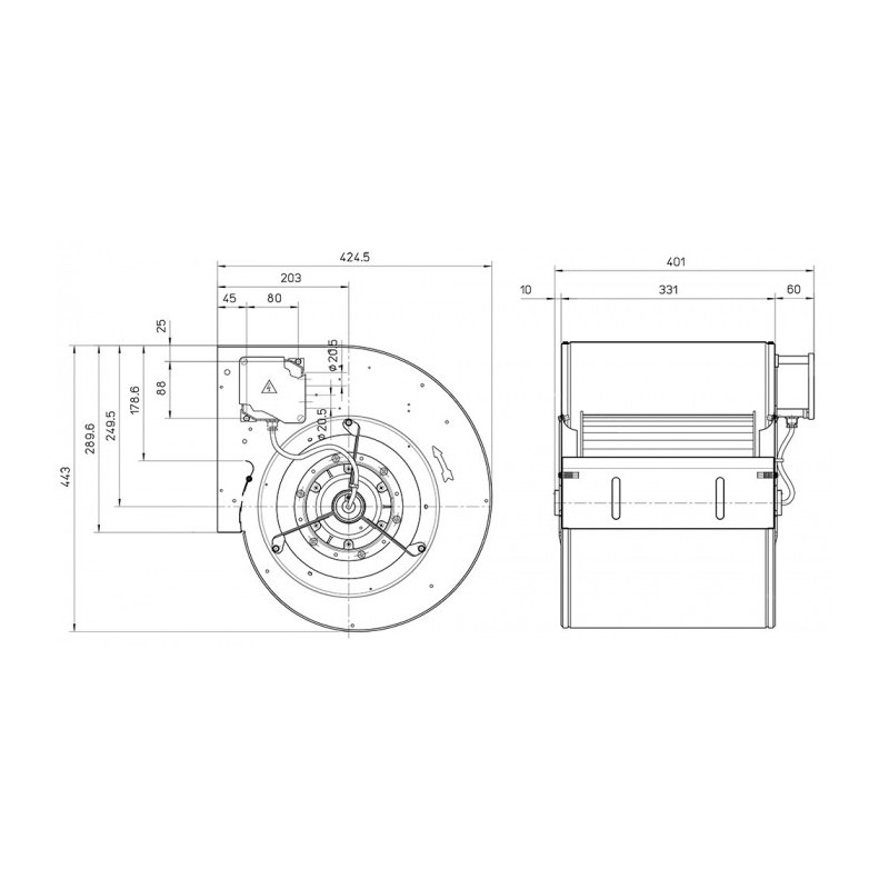 Ventilateur DDM 10/10.750.4 TRI BRIDE ET SUPPORT