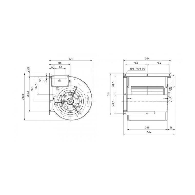 Ventilateur DDM 8/9 420.4 BRIDE ET SUPPORT
