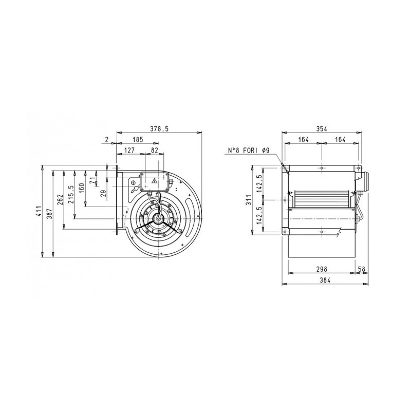 Ventilateur DDM 9/9.550.4 BRIDE ET SUPPORT
