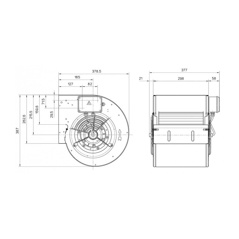 Ventilateur DDM 9/9.550.4 + GRG + BRIDE ET SUPPORT