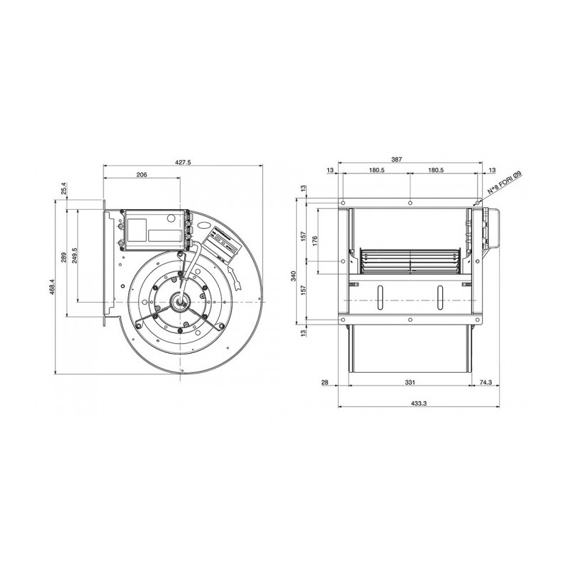 Ventilateur DDMP 10/10.800.8 BRIDE ET SUPPORT
