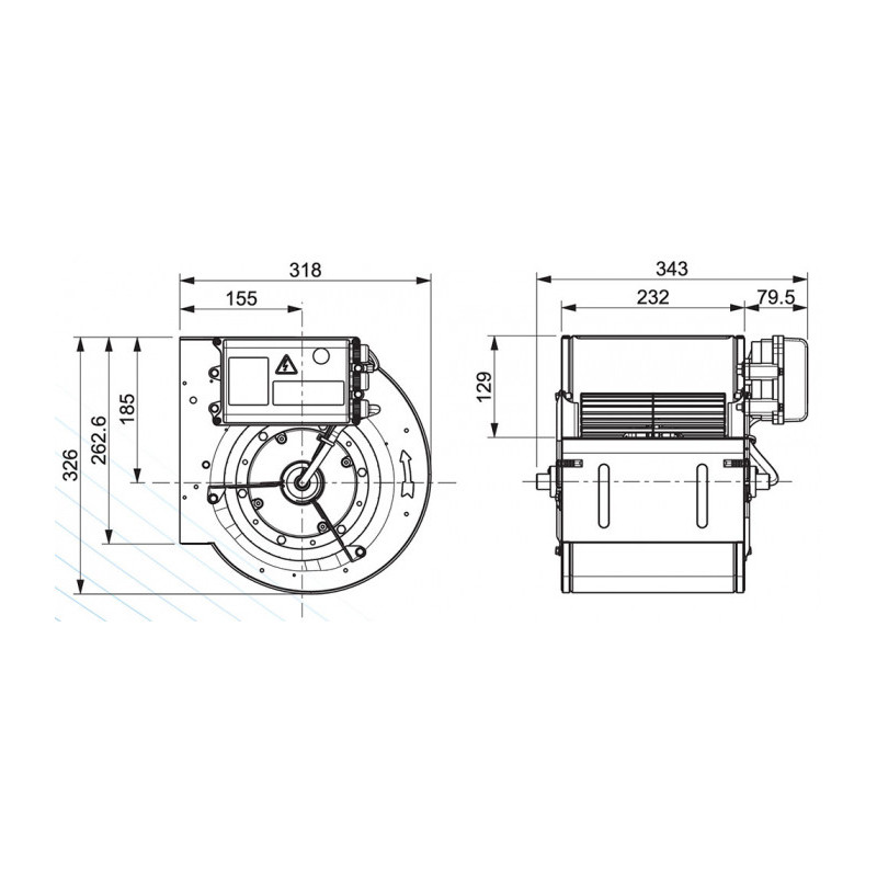 Ventilateur DDMP 8/7.1052.4.TIGHT.BRIDE ET SUPPORT