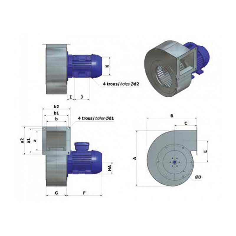 Ventilateur HCAS 200 A STD 4-0.37 T LG