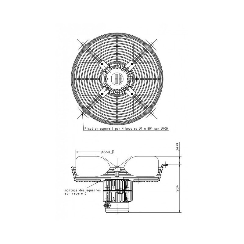 Ventilateur hélicoïde A0350 4PR30 MF30W04