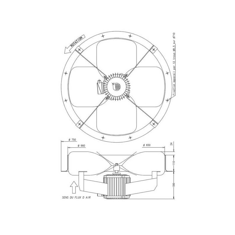 Ventilateur hélicoïde A0600 PR30 TX50L06