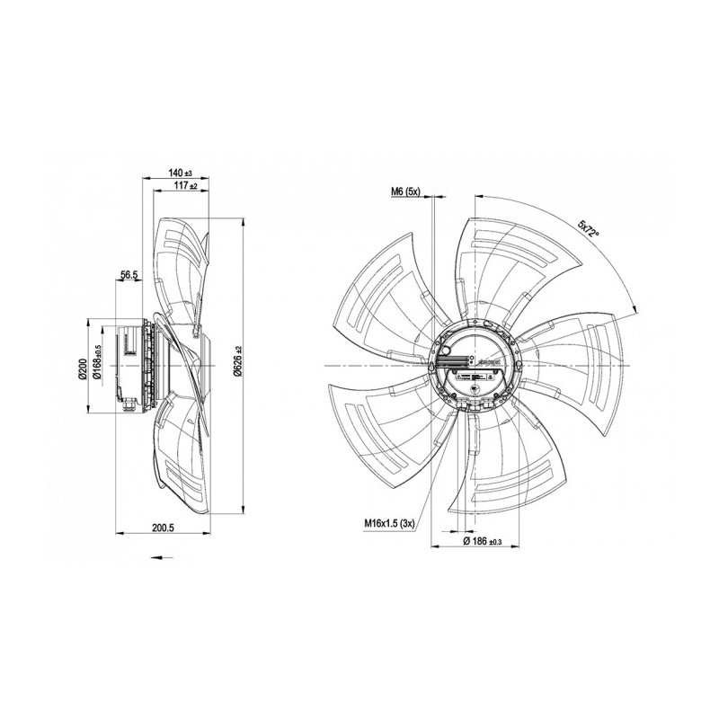 Ventilateur hélicoïde A3G630-AR85-90