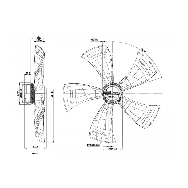 Ventilateur hélicoïde A3G910-AO83-90