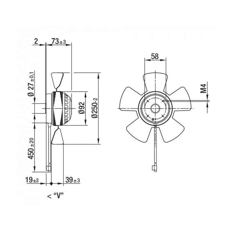 Ventilateur hélicoïde A4D250-AA04-01.