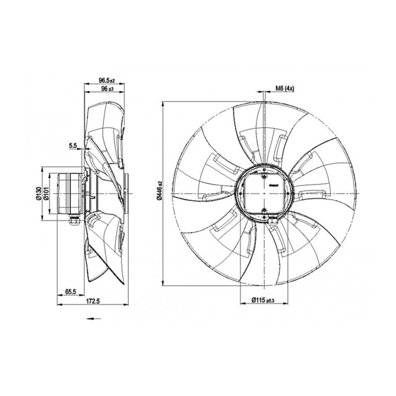 Ventilateur hélicoïde A6E450-AU04-01