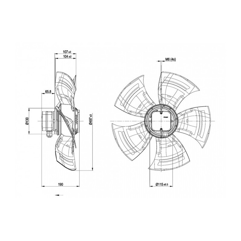 Ventilateur hélicoïde A6E500-AJ05-01
