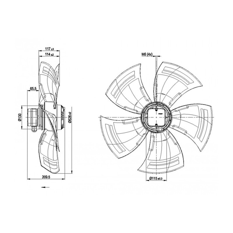 Ventilateur hélicoïde A8D630-AN01-01