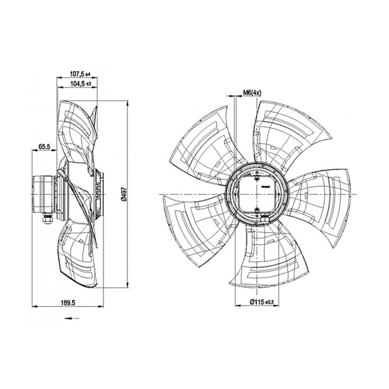 Ventilateur hélicoïde A8E500-AJ03-01