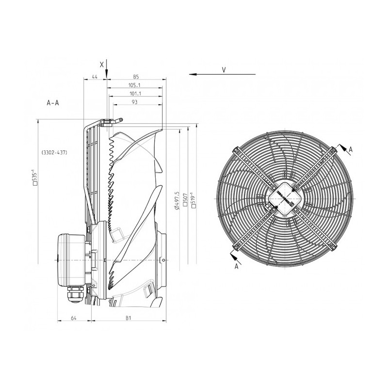 Ventilateur hélicoïde FN050-VDS.4I.V7P1.