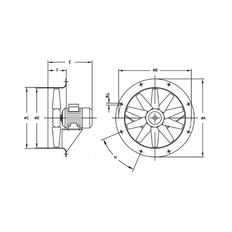 Ventilateur hélicoïde HCH-63-6T-0.5/PL