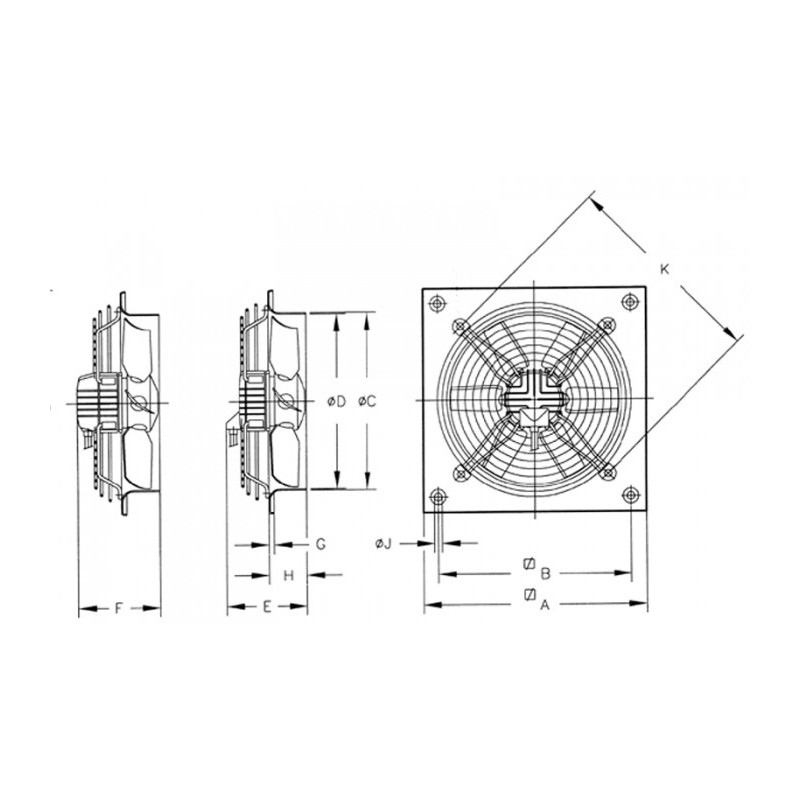 Ventilateur hélicoïde HEP-25-4T/H/A