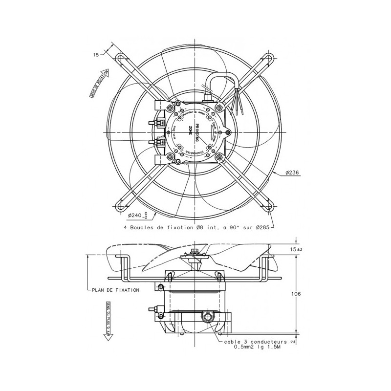 Ventilateur hélicoïde IS0240 5P22 MK18