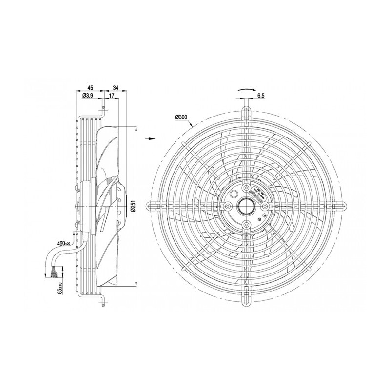Ventilateur hélicoïde S2D250-AI02-01