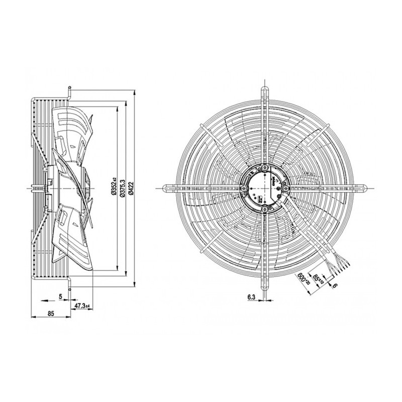 Ventilateur hélicoïde S3G350-AN01-32